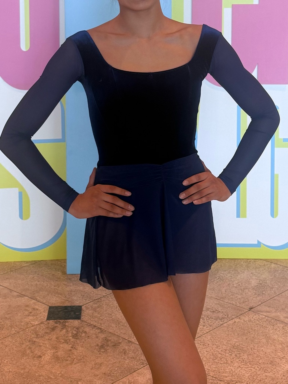 Eleve Dancewear Navy Skater Wrap Dance Skirt